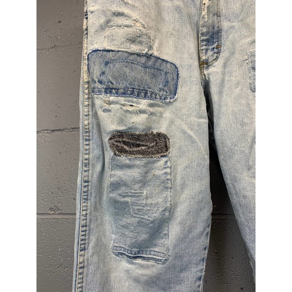 60s Faded Wrangler Jeans Patched Distressed Short Length High Waist Well Worn B1 - Picture 4 of 10